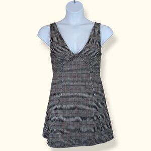 Topshop Petite Houndstooth Plaid Thick Strap Mini Dress
